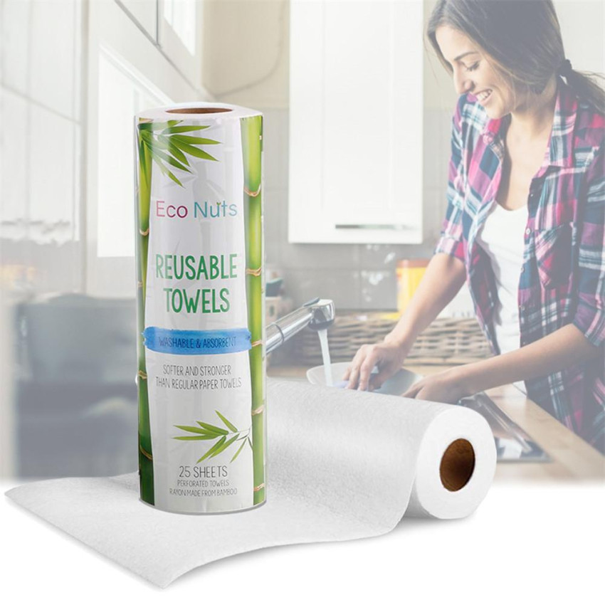 25pcs/Roll EcoFriendly Reusable Bamboo Kitchen Towels