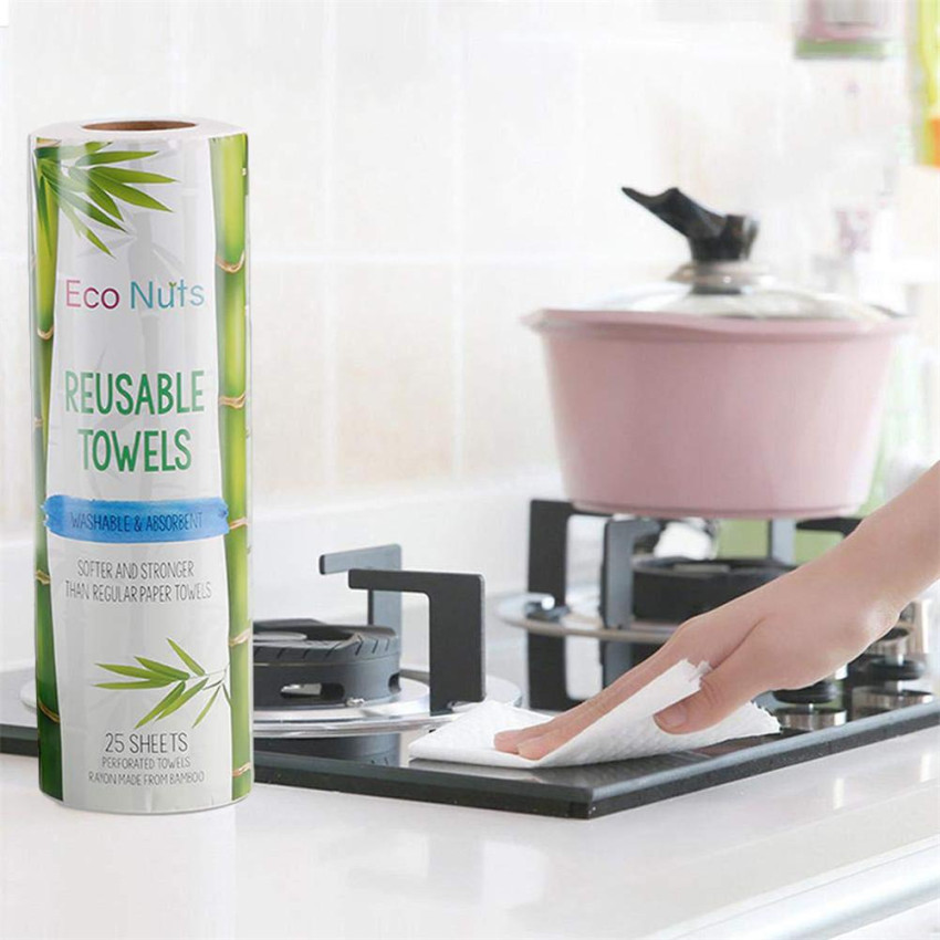 25pcs/Roll EcoFriendly Reusable Bamboo Kitchen Towels