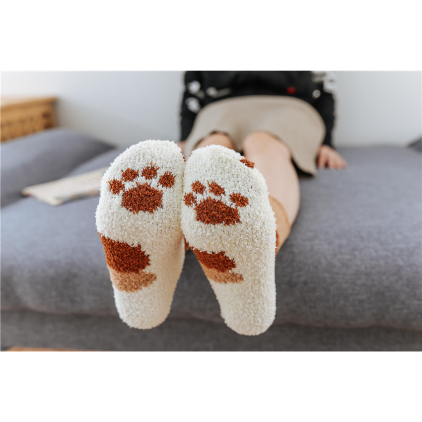 Winter cat claws cute thick warm sleep floor socks