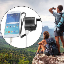 Portable outdoor hand-crank charger with USB port