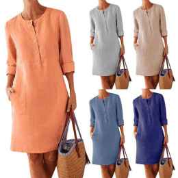 cotton linen long sleeve dress