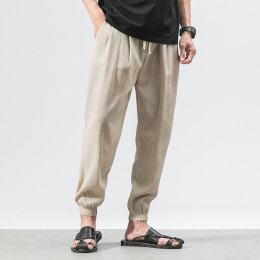 Men's casual cotton linen trousers