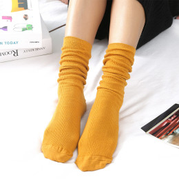 3Pair Solid color retro long stockings