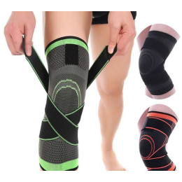 Compression strap sports knee pads