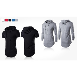Stylish hooded sweater in slim men's fashion with modern details. Choose between short-sleeved or long-sleeved and multiple colors.
