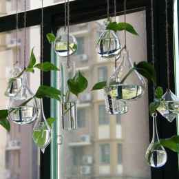 Creative Hanging Glass Flower Planter Vase Terrarium Container Garden Home Decor