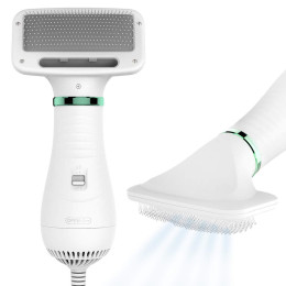 Pet hair comb with hair dryer