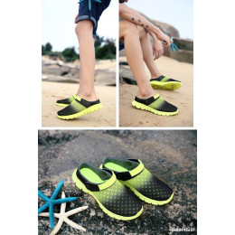 Gradient color mesh beach half slippers