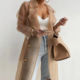 Solid color loose thin lantern sleeve cardigan jacket
