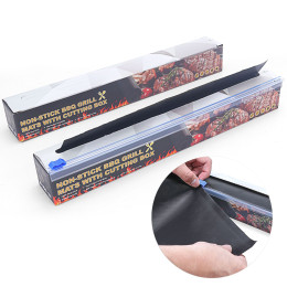BBQ non-stick grill mat with cutting strips