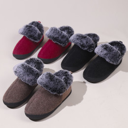 Fur collar home cotton slippers