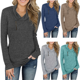 Solid Color Long Sleeve Zip Pullover