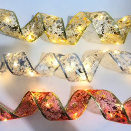 20m Christmas LED lights hot stamping double layer ribbon light string