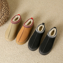 Warm thick-soled cotton shoes with fleece