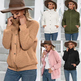 Women's Plush High Neck Warm Jacket