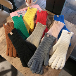 Solid color fingerless touchscreen knitted gloves