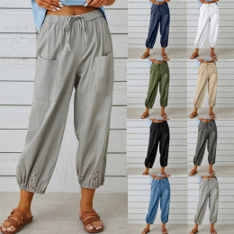 Loose Solid Color Ankle Length Pants