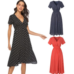 Ladies V-Neck Polka Dot Dress