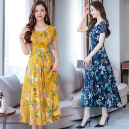 Floral round neck short sleeve dress