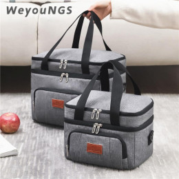 Double layer portable shoulder lunch bag