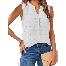 Jacquard sleeveless V-neck vest T-shirt