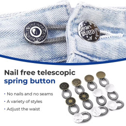 Metal jeans waist adjustment buttons