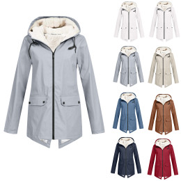 Outdoor Plush hooded water-repellent windproof jacket