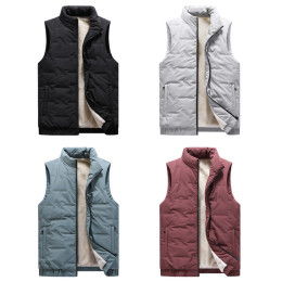Velvet stand collar cotton sleeveless vest