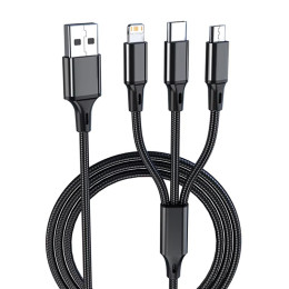 One to three braided mobile phone charging cable
