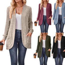 Women's Ribbed Long Sleeve Cardigan