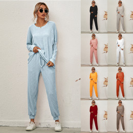 Solid Color Long Sleeve Loose Casual Suit