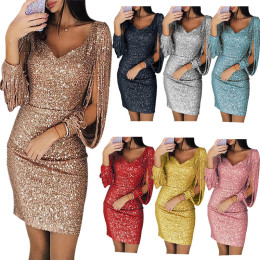 Evening fringe hip dress