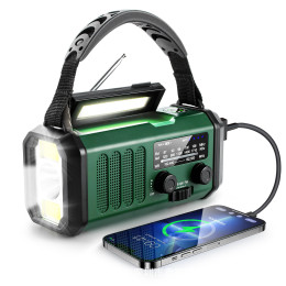 Emergency radio hand crank solar powered radio
