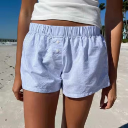 Cute Baggy Soft Plaid Shorts Sleepwear