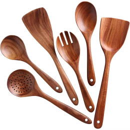 Wooden cutlery kitchen utensil six piece set