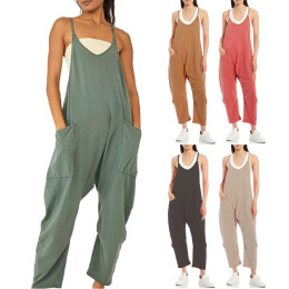 Women's Loose Patch Pocket Sleeveless Jumpsuit