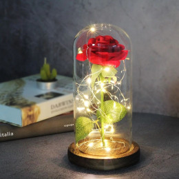 Simulation rose glass cover LED light Valentine's Day Christmas gift