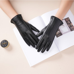 Women's winter warm thick leather gloves