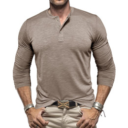 Casual Long Sleeve Comfortable Henley Shirt