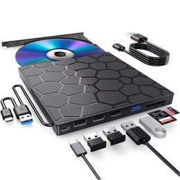 8-in-1 Multi-function Ultra-thin External Optical Drive DVD Burner