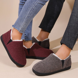 Winter home cotton shoes casual full-cover fur collar cotton slippers