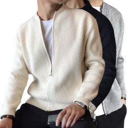 Men's sweater knitted cardigan jacket warm slim fit coat
