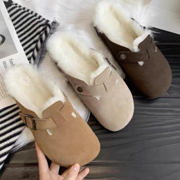 Winter Thickened Warm Flat Cotton Slippers