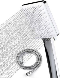 Square six-function handheld showerhead with booster shower head