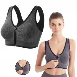 Front zip sports bra