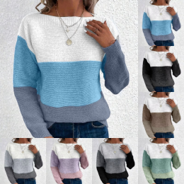 Striped crew neck knitted sweater