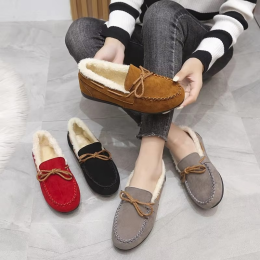 Women's casual plus velvet warm loafers