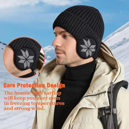 Stretch knit fleece ear protection hat