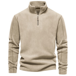 Men's Stand Collar Half-Zip Fleece Long-Sleeve Sweatshirt