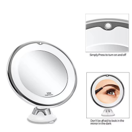10X magnification LED makeup mirror with fill light